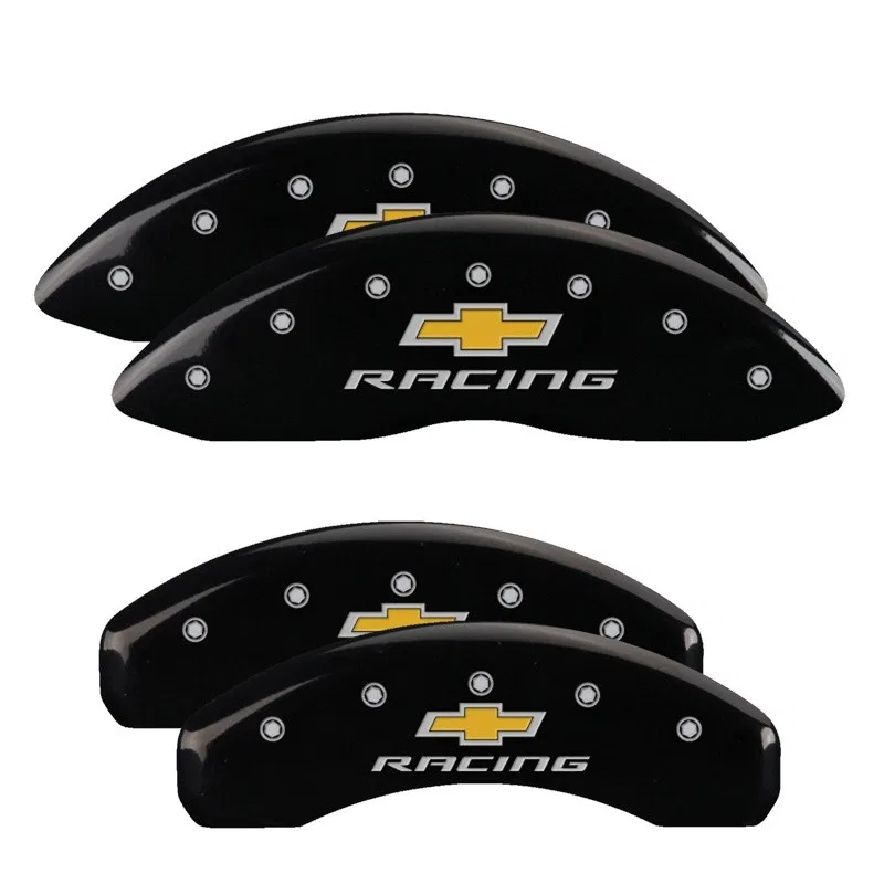14253SBRCBK – MGP CALIPER Caliper Cover, Set Of 4 Chevy Racing Logo Powder Coated Black Aluminum